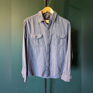 Men's Tony Hawk Denim Long Sleeve Button Down Shirt, Size L